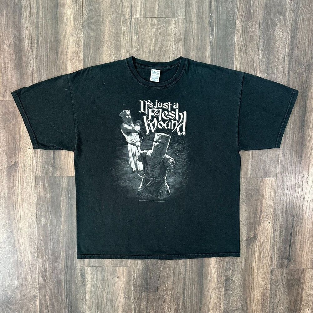 Vtg '05 Monty Python It's Merely A Flesh Wound Funny Graphic Shirt Mens Size XXL